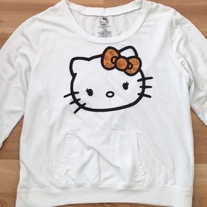 Hello Kitty white crew neck with pocket